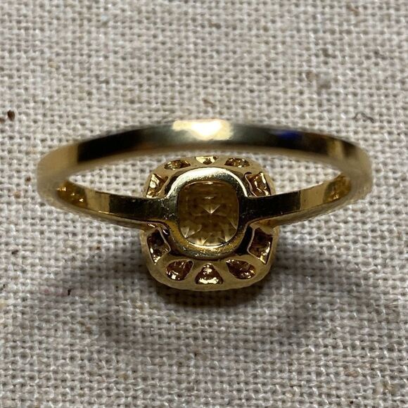 💛 925 & 14k Yellow Gold Plated Citrine & Diamond Halo Ring - Picture 8 of 8